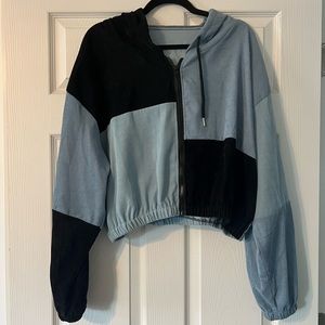 Crop full zip shacket